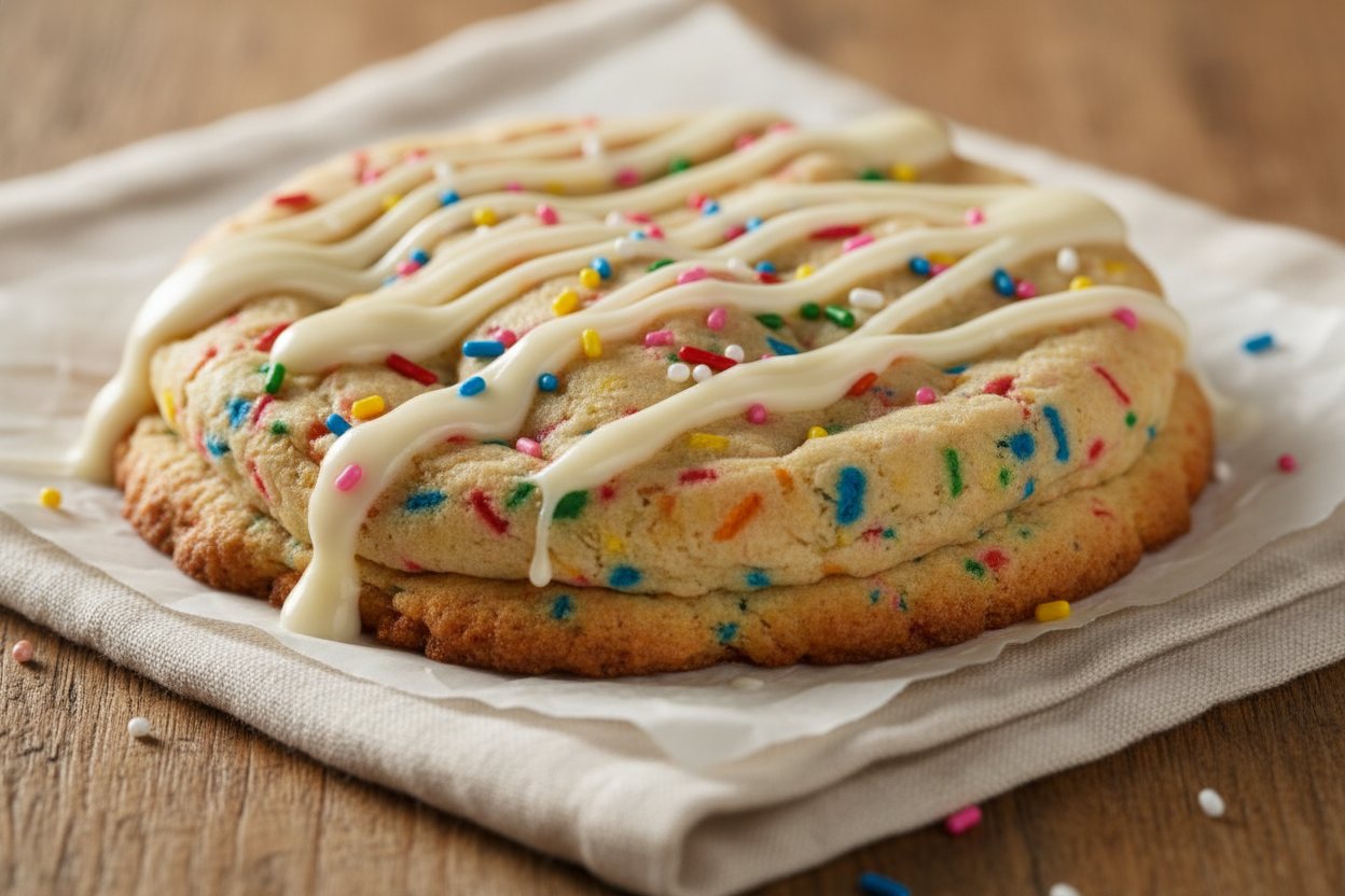 Birthday Cake — an oversized gourmet cookie.